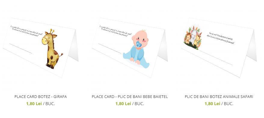 Place cards si plicuri de bani botez