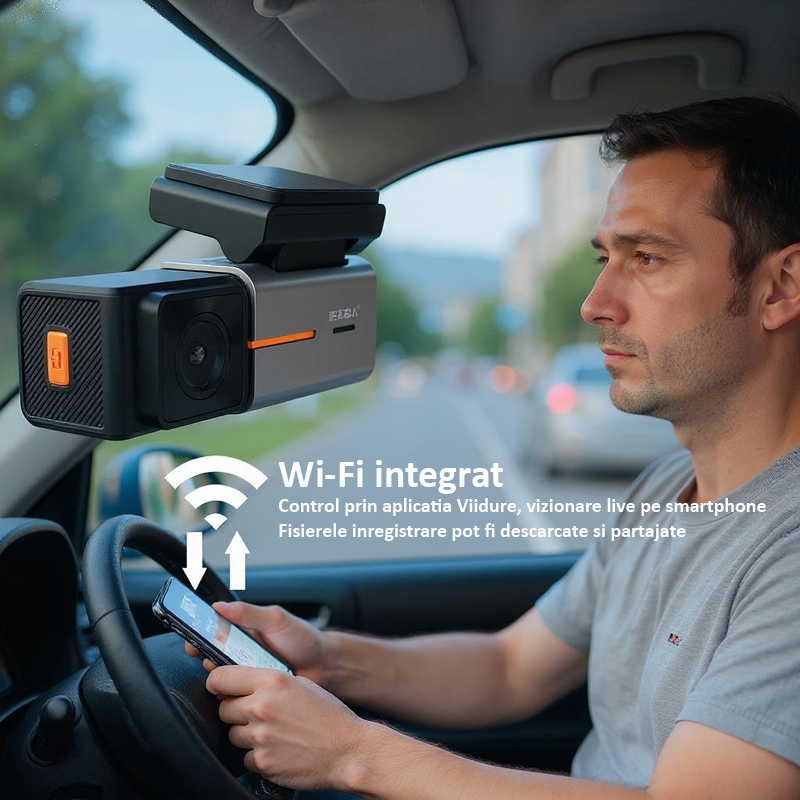 Camera auto duala 4k, model S2, conexiune Wi-Fi si control prin aplicatie