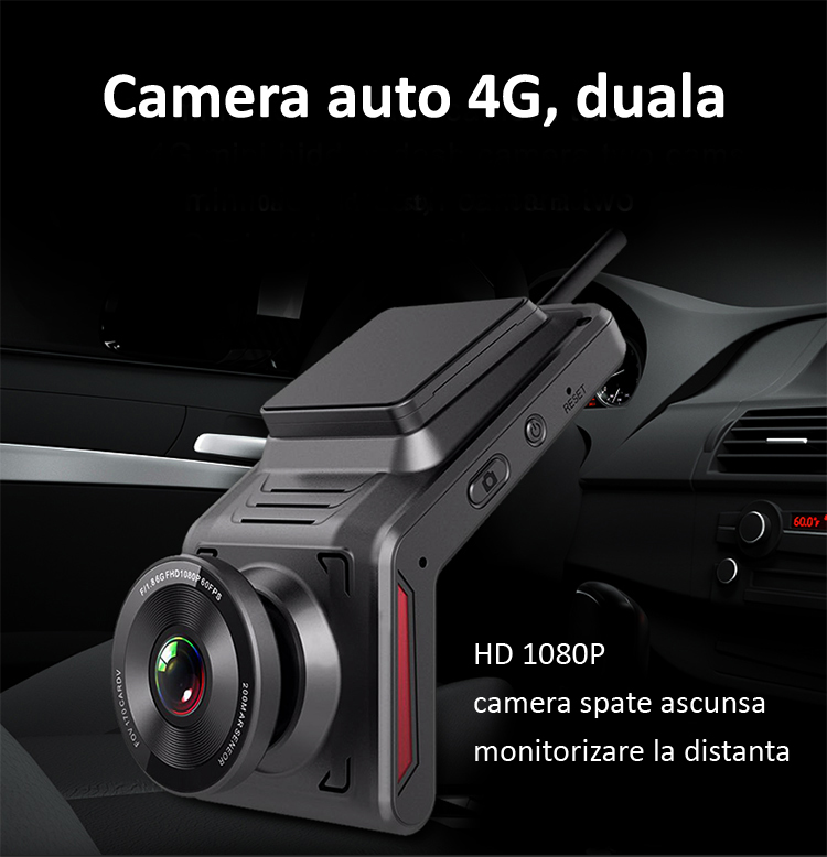 Camera auto de bod DVR, duala, 4G, vedere nocturna, GPS, Wi-Fi
