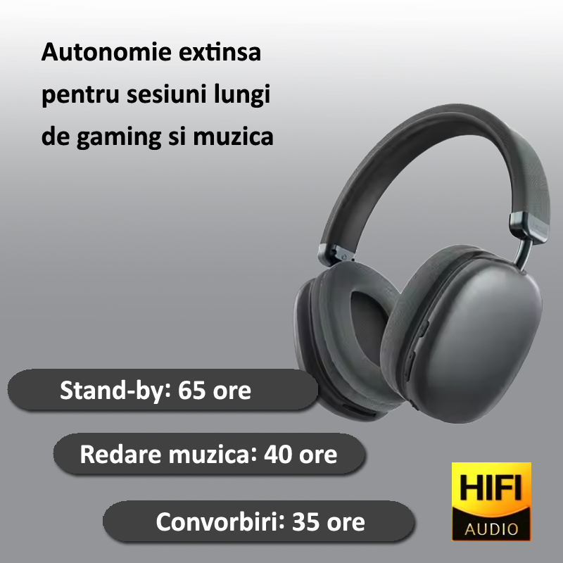 Casti audio gaming Bluetooth 5.4, model A39, negru