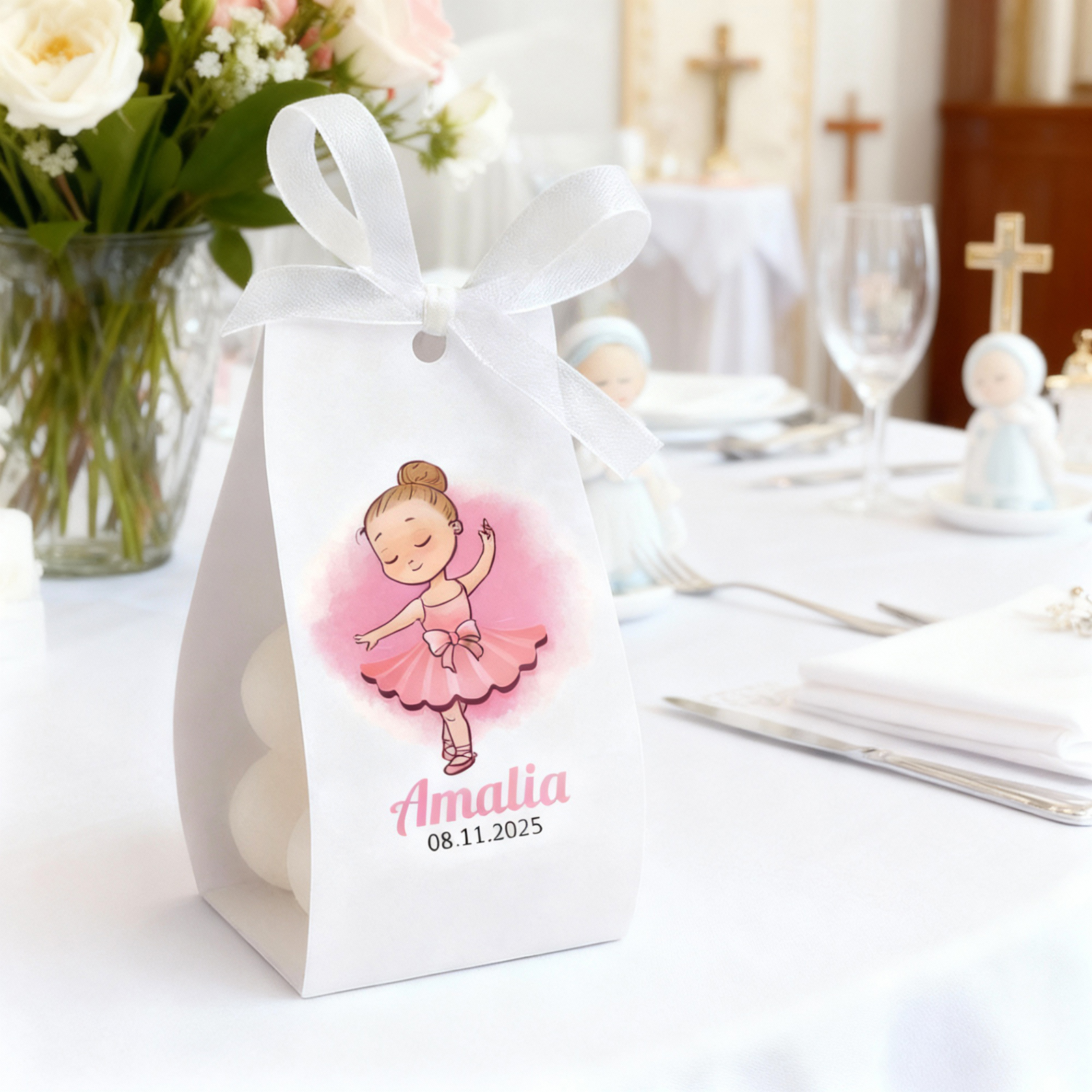 Marturie botez lumanare, balerina roz
