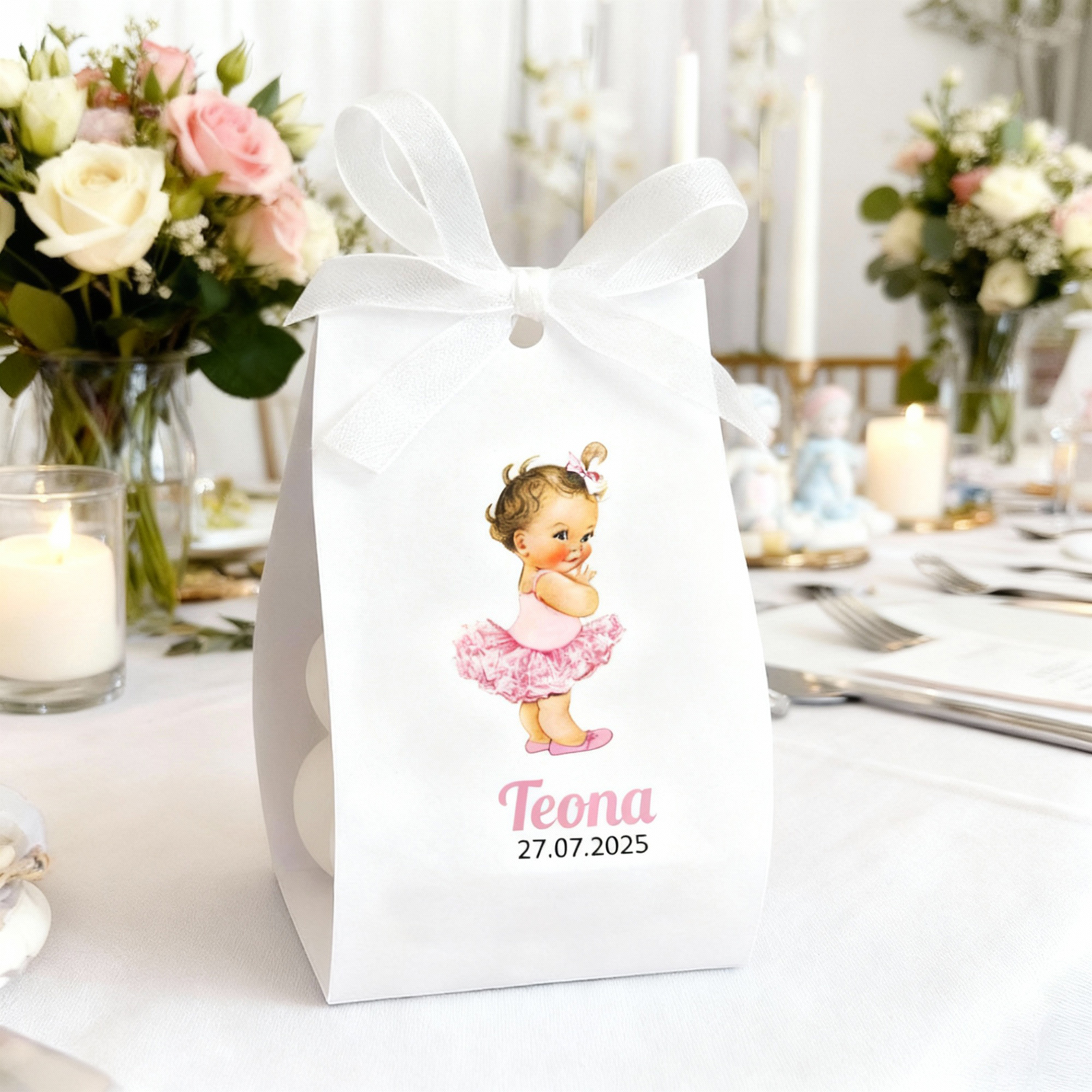 Marturie botez lumanare, balerina cu tutu roz