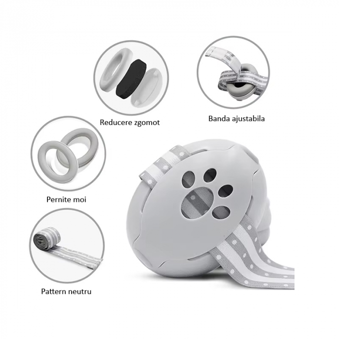Casti antifonice bebelusi si copii 3-12 luni, gri [2]