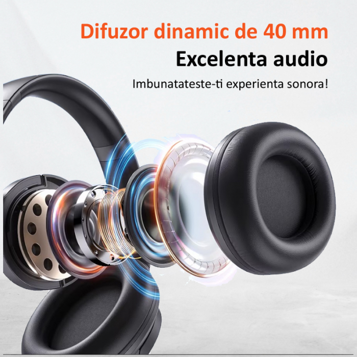 Casti audio gaming, Wireless, E80, negre, anulare activa a zgomotului [4]