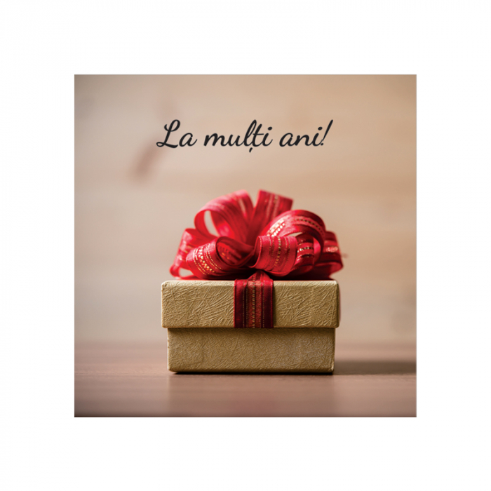 Felicitare Craciun cutie crem cu funda rosie, cu plic rosu, 130x130 mm [2]