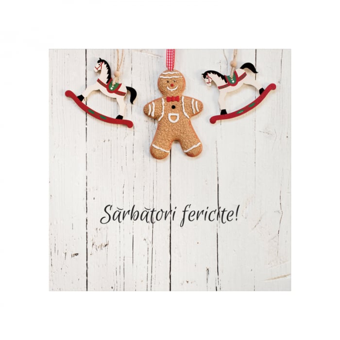 Set 10 felicitari Craciun fursec si caluti, cu plicuri rosii, 130x130 mm [5]