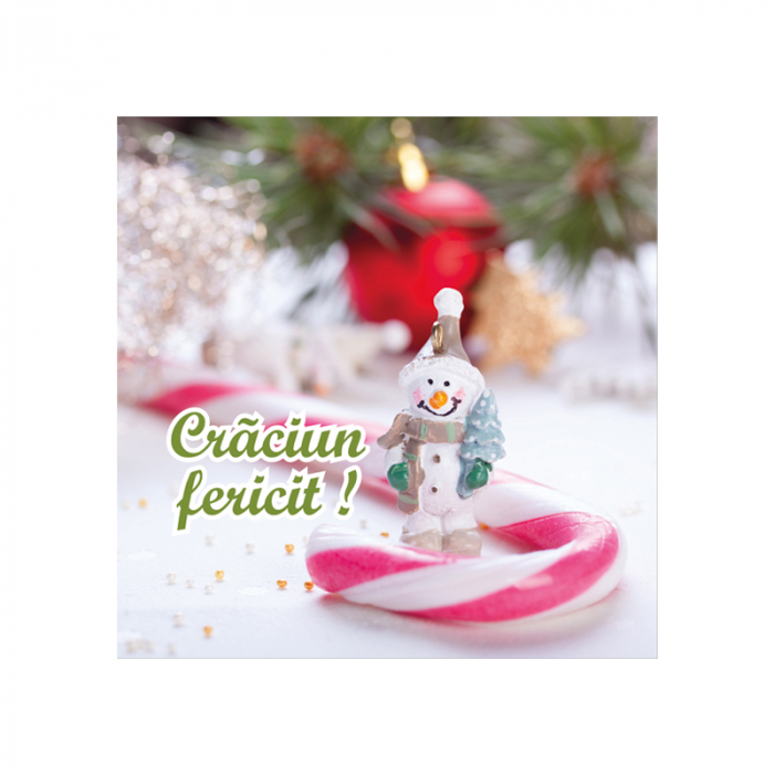 Felicitare Craciun om de zapada, cu plic verde, 130x130 mm [2]