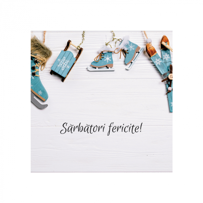 Set 10 felicitari Craciun ornamente bleu, cu plicuri bleu 130x130 mm [6]