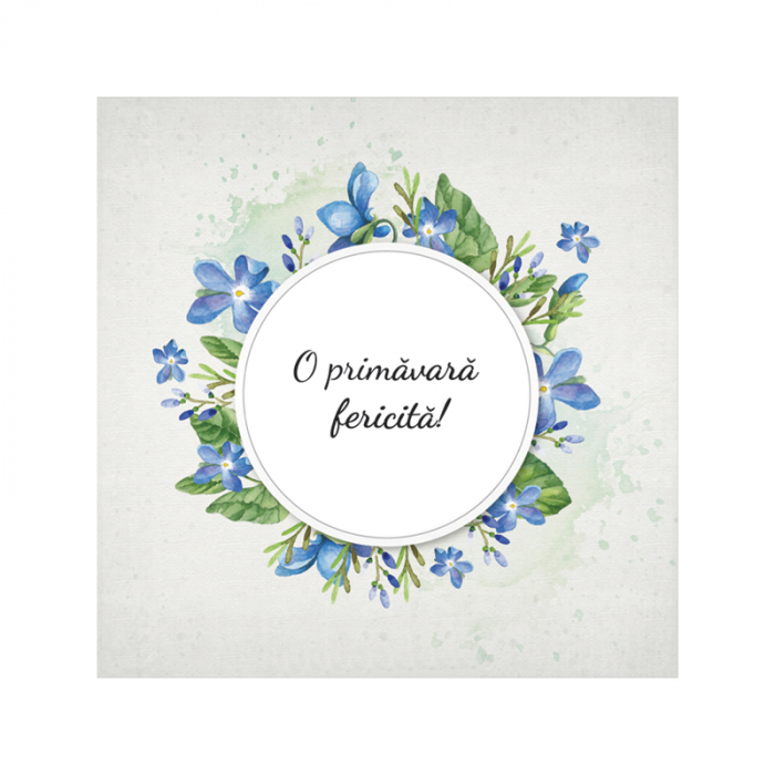 Felicitare martie coronita flori albastre [2]
