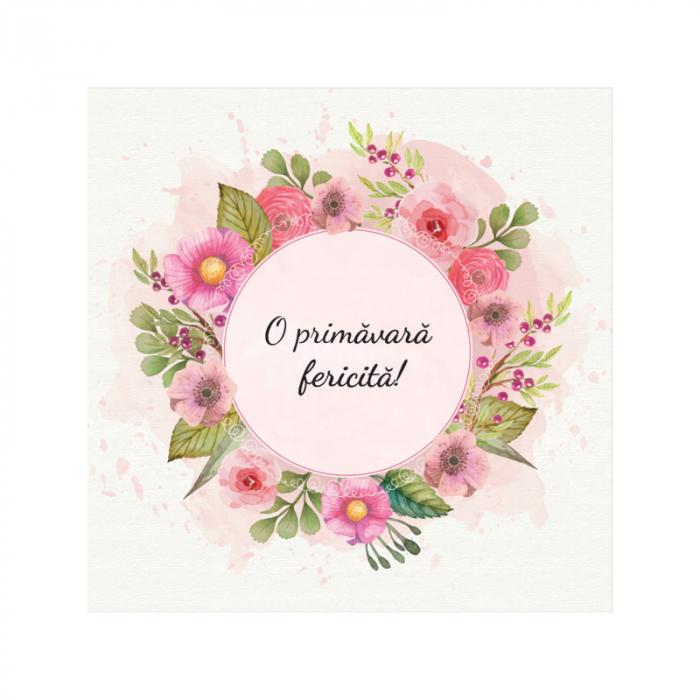 Felicitare martie coronita flori roz [3]