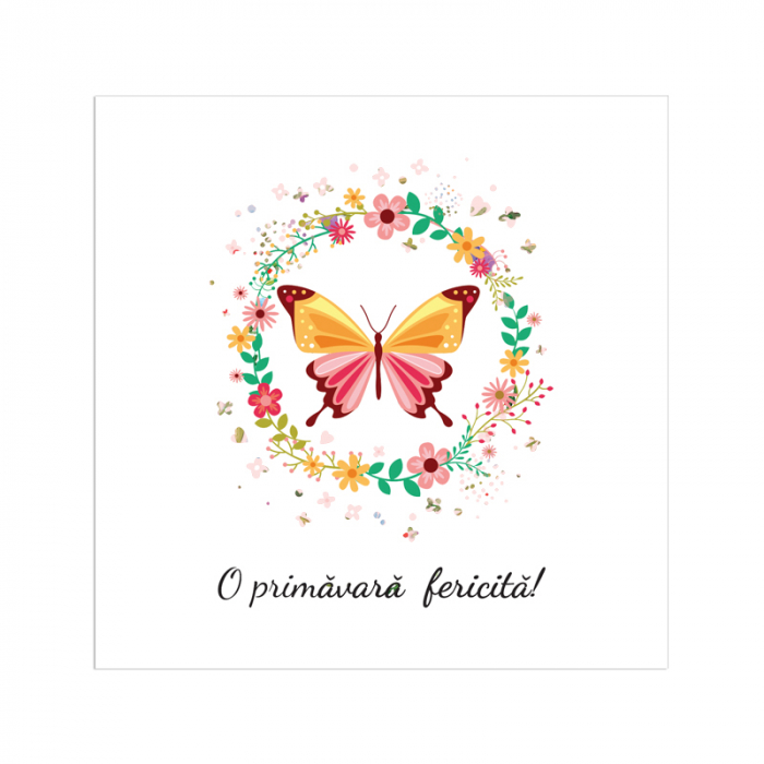 Felicitare martie coronita flori si fluture [3]