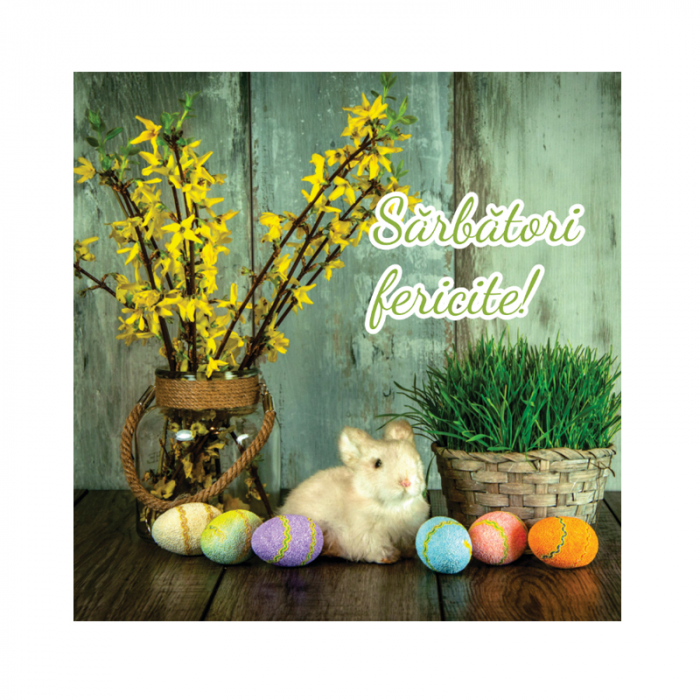 Set 10 felicitari Paste iepuras si oua, cu plicuri verzi, 130x130 mm [3]