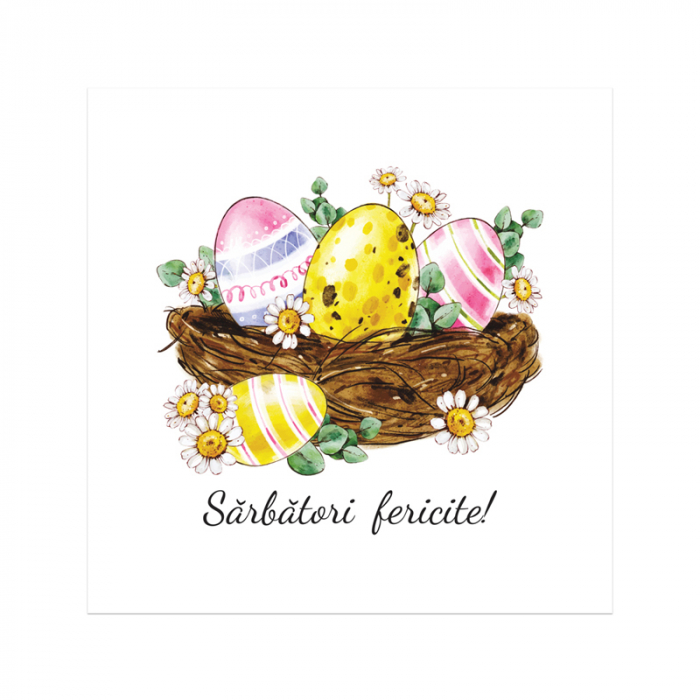 Set 10 felicitari Paste vintage cos oua, cu plicuri rosii, 130x130 mm [3]