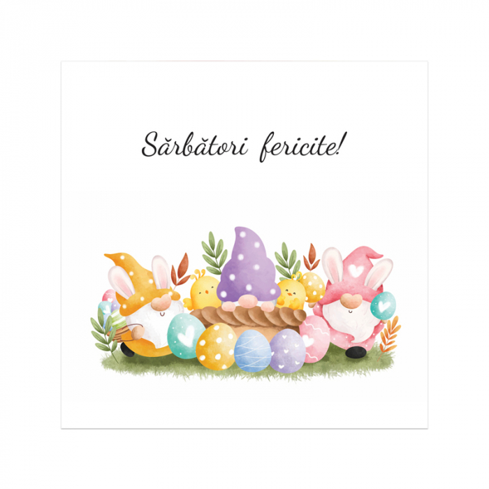 Set 10 felicitari Paste trei pitici, cu plicuri rosii, 130x130 mm [3]