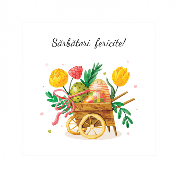 Set 10 felicitari Paste roaba flori, cu plicuri rosii, 130x130 mm [3]