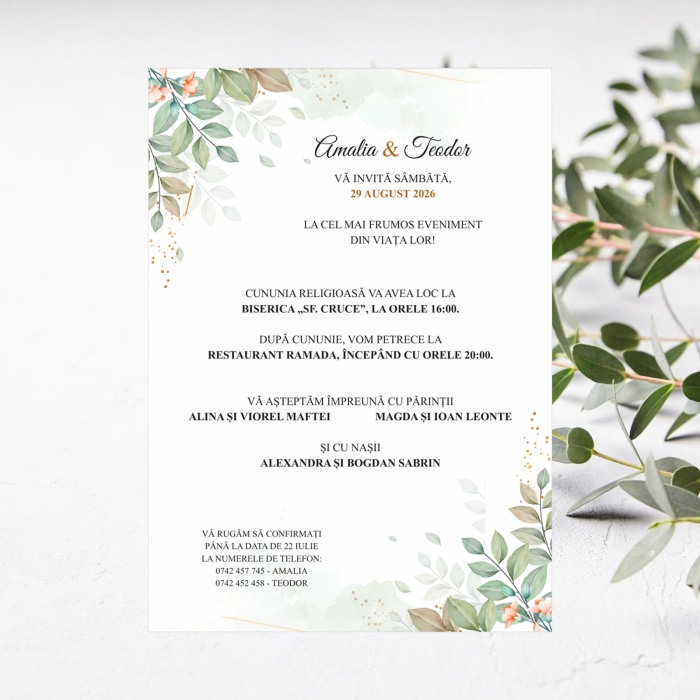 Invitatie nunta Olive, cu plic i8 verde matcha [4]