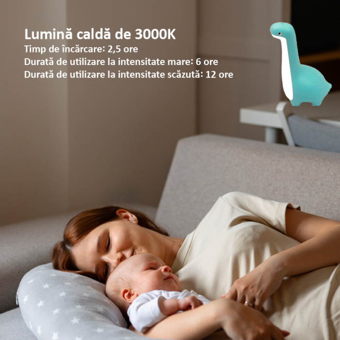 Lampa de veghe copii, Dinozaur albastru, USB LED, model 8002 [3]