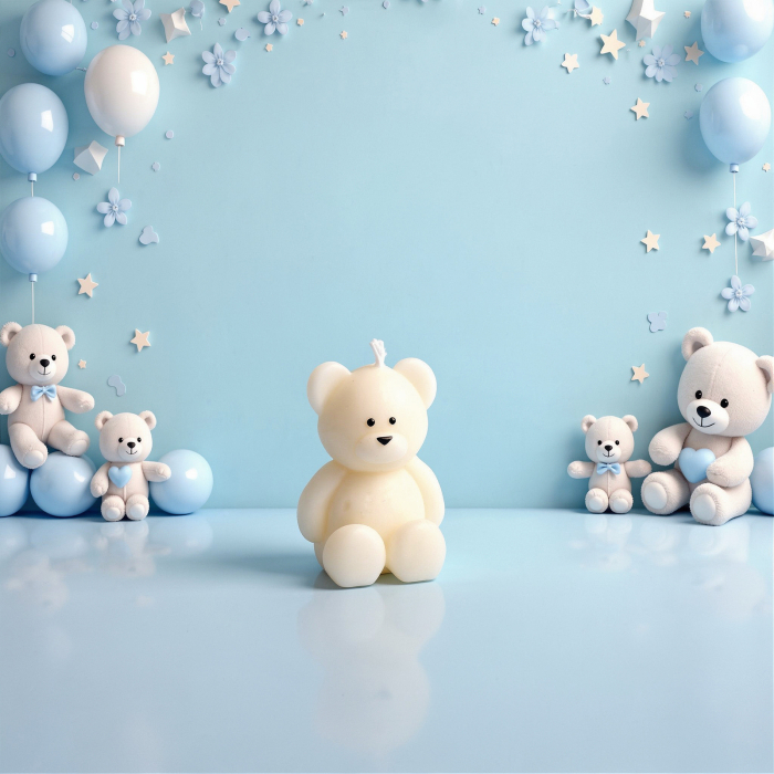Marturie de botez fetita – lumanare decorativa in forma de ursulet pentru invitati [4]