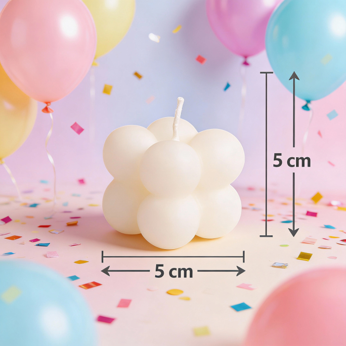 Marturie lumanare bubble din ceara, 5x5 cm [2]