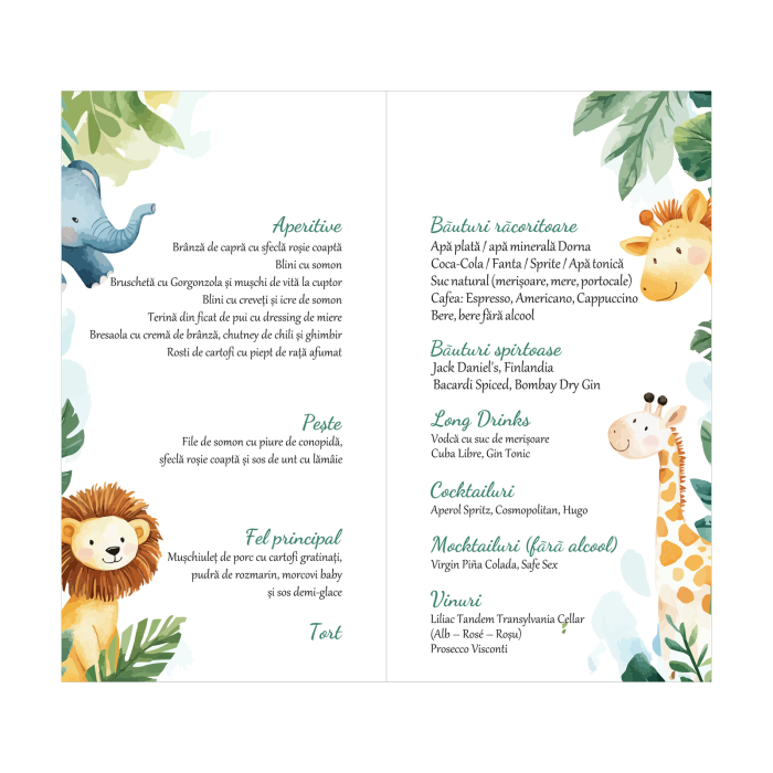 Meniu botez, tematica safari jungle - tip carticica [5]