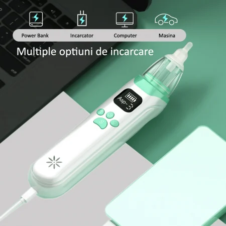 Pachet lampa de veghe copii ursulet LED USB si aspirator nazal electric pentru bebelusi [3]