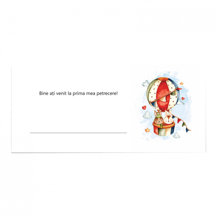 Place card si plic de bani botez balon aer cald multicolor [3]