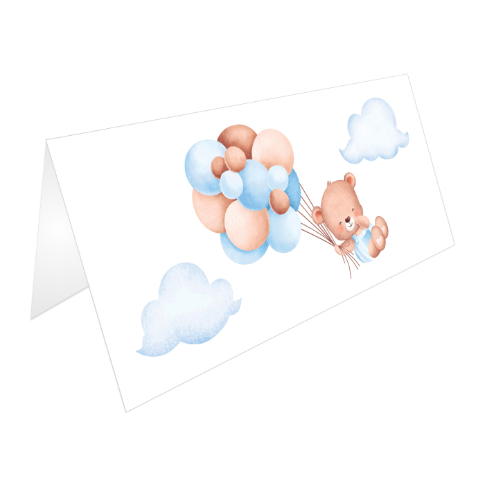 Place card si plic de bani botez ursulet cu baloane bleu [4]