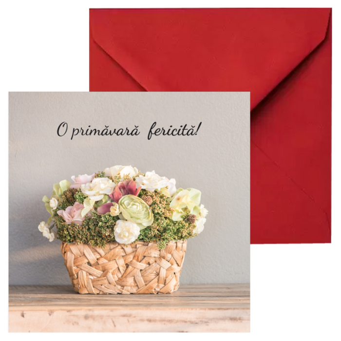 Set 10 felicitari Martie Vintage, cu plicuri rosii, 130x130 mm [2]