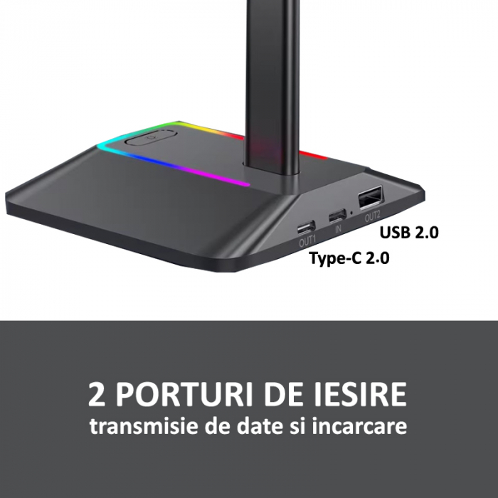 Suport casti gaming NB-Z8, antiderapant, cu iluminare RGB [3]