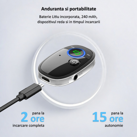 Adaptor Bluetooth 5.0, receiver audio cu functie de transmitator auto [7]