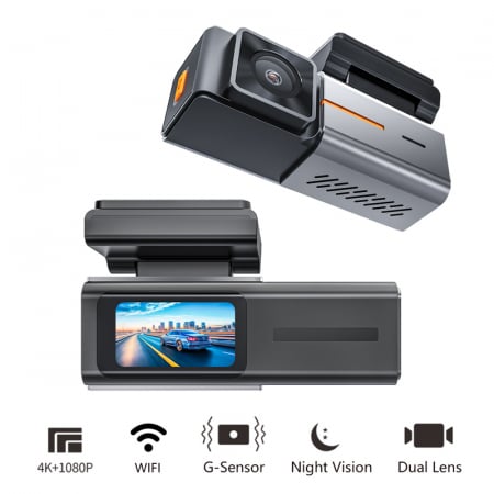 Gadgeturi Auto - camera-auto-duala-4k-model-s2-vedere-nocturna-wifi-inregistrare-bucla