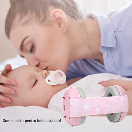 Casti antifonice bebelusi si copii 3-12 luni, roz-gri [4]