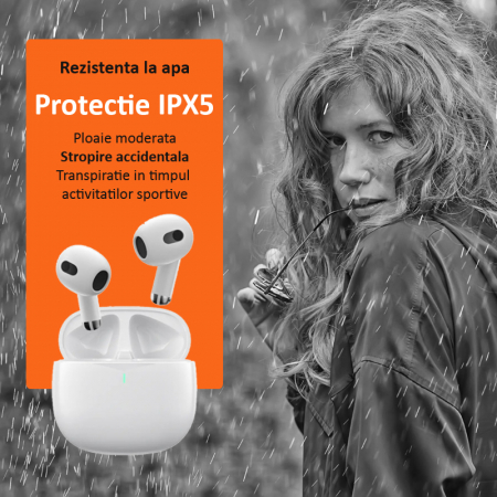 Casti wireless audio, Bluetooth 5.3, autonomie 6 ore, alb [5]