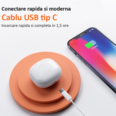 Casti wireless audio, Bluetooth 5.3, autonomie 6 ore, alb [4]