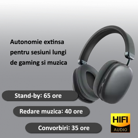 Casti wireless audio, Bluetooth 5.0, autonomie 10 ore, negru [1]