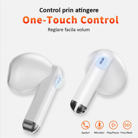 Casti wireless audio, Bluetooth 5.3, autonomie 6 ore, alb [1]