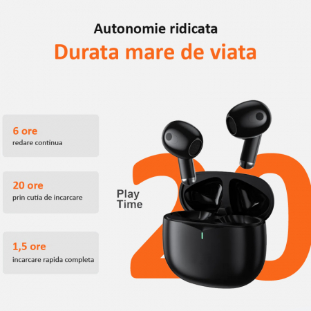 Casti wireless audio, Bluetooth 5.3, autonomie 6 ore, negru [2]