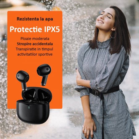 Casti wireless audio, Bluetooth 5.3, autonomie 6 ore, negru [4]