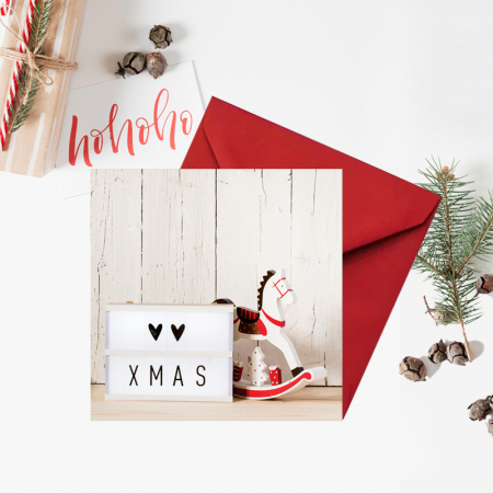 Felicitare Craciun calut de lemn X-MAS [3]