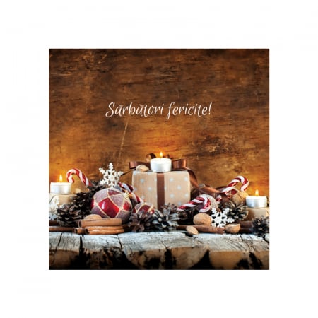 Set 10 felicitari Craciun decor rustic, cu plicuri verzi, 130x130 mm [2]