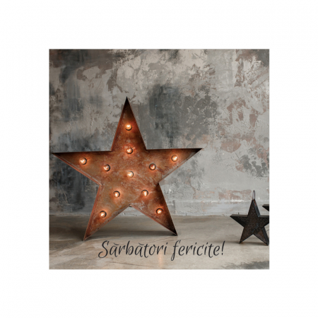 Set 10 felicitari Craciun decor rustic stelute, cu plicuri verzi, 130x130 mm [2]