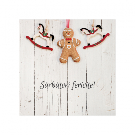 Set 10 felicitari Craciun fursec si caluti, cu plicuri rosii, 130x130 mm [4]