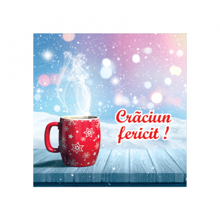 Felicitare Craciun hot drink, cu plic rosu, 130x130 mm [1]