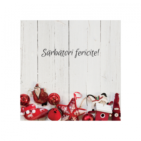 Set 10 felicitari Craciun ornamente rosii, cu plicuri rosii, 130x130 mm [4]