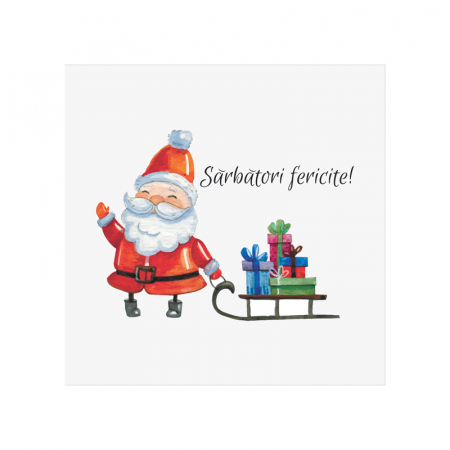 Felicitare Craciun Santa, cu plic rosu, 130x130 mm [1]