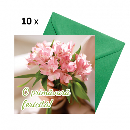 Felicitari Martie - Felicitare martie buchetel flori roz