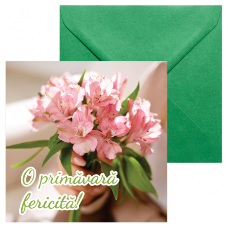 Felicitare martie buchetel flori roz [1]