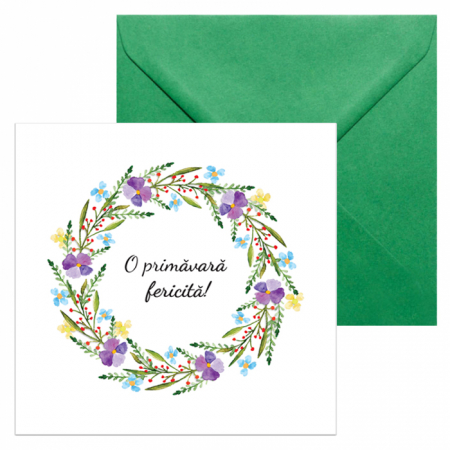 Felicitari Martie mix grafic - Felicitare martie coronita flori mov