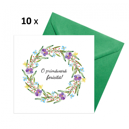 Felicitari Martie - Felicitare martie coronita flori mov