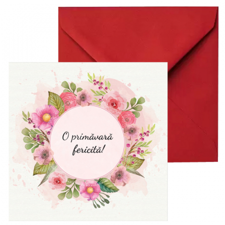 Felicitare martie coronita flori roz [1]